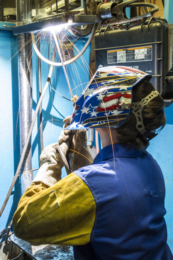 Photo of student welding