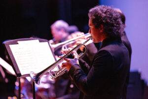 Jazz@SC photo of trumpet player in Sheridan College Jazz ensemble