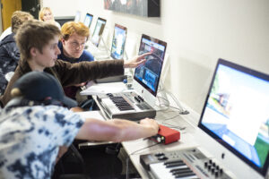 Music Tech classroom and students