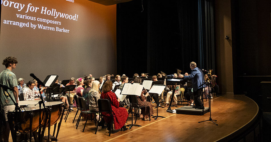 Photo of the Sheridan College Symphony Band performing during the Spring POPS concert in 2024.