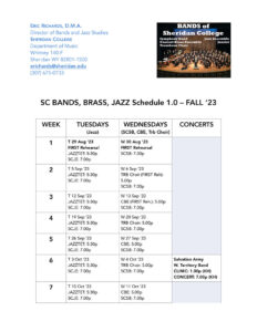 Sheridan College bands schedule