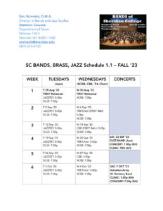 Bands schedule