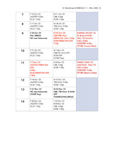 Bands Schedule