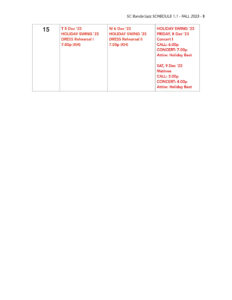 Bands Schedule