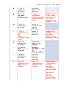 Sheridan College bands schedule