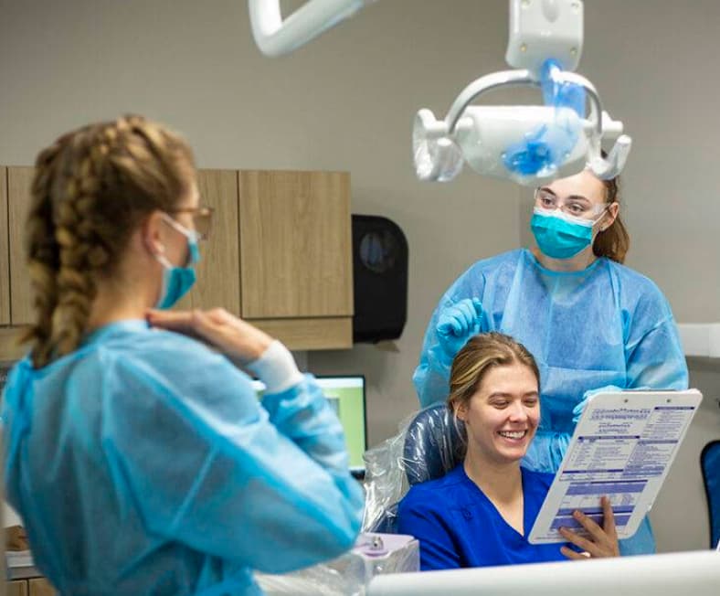 Sheridan College Dental Hygiene students in the lab.