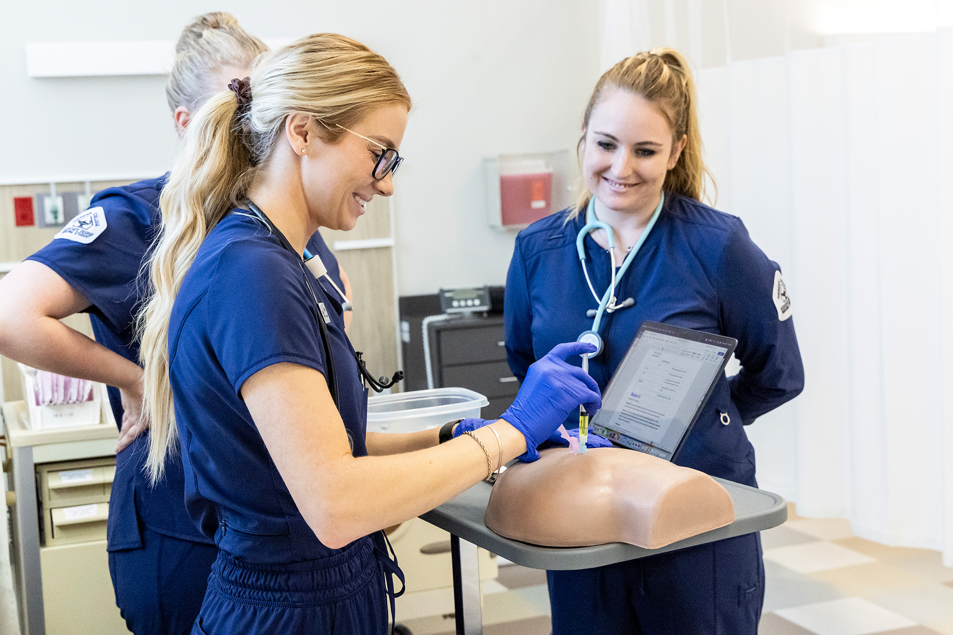 Nursing students at Sheridan College in the SIM Lab.