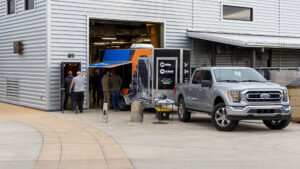 Miller Welding visiting Sheridan College with their laser welding demo trailer.