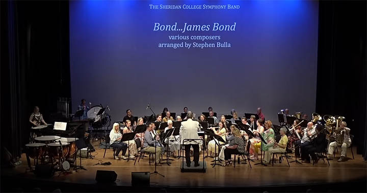 Sheridan College POPS orchestra on stage