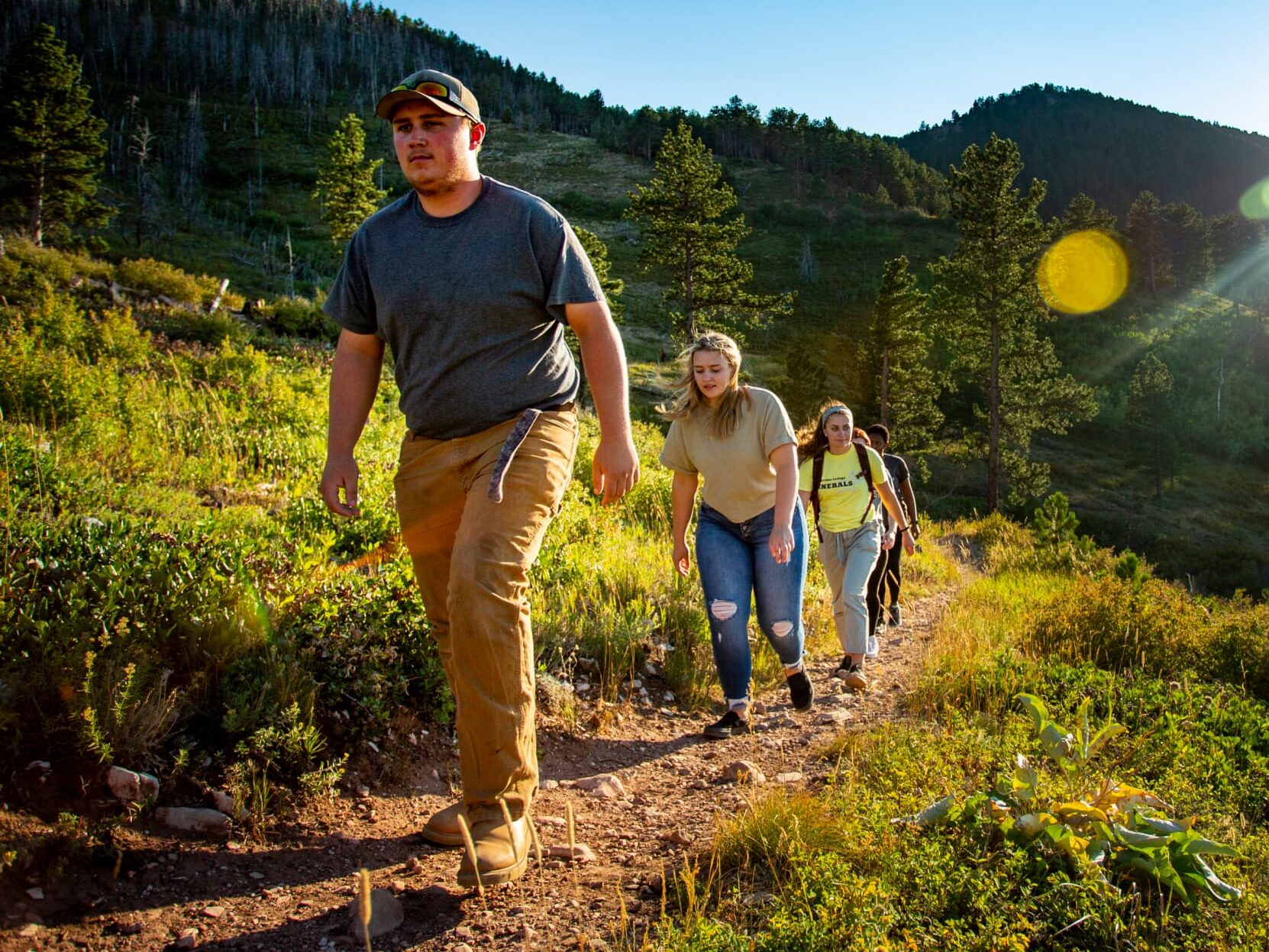 Sheridan College students on a hike in the Bighorn Mountains