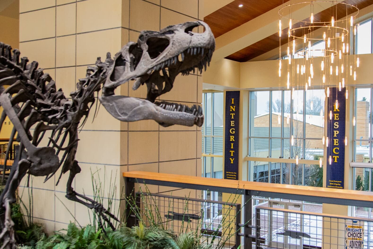 Sheridan College Whitney Atrium with dinosaur photo