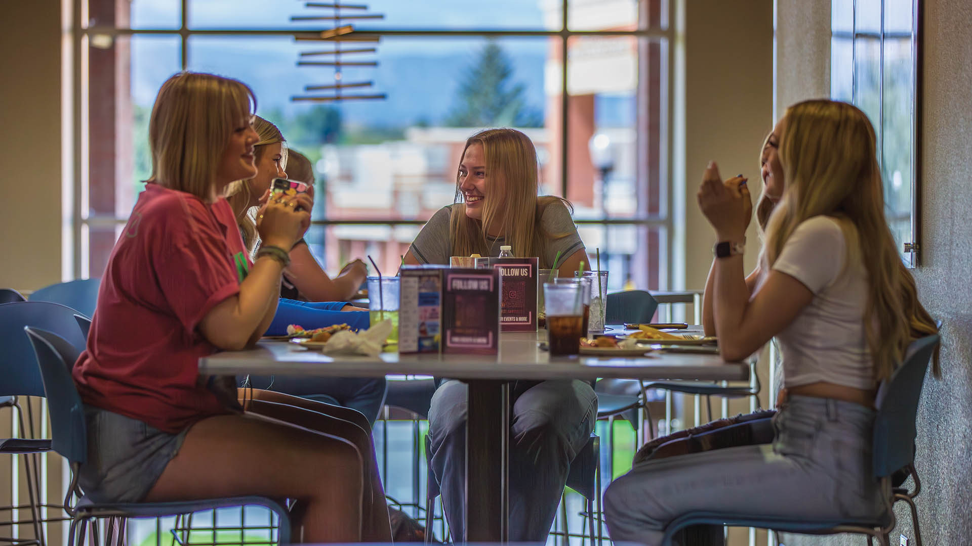 photo of students eating in the dining area at Sheridan College