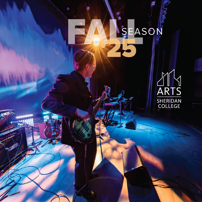 Fall 2025 Season of Arts Events image featuring a student in dramatic light on stage in Kinnison Hall