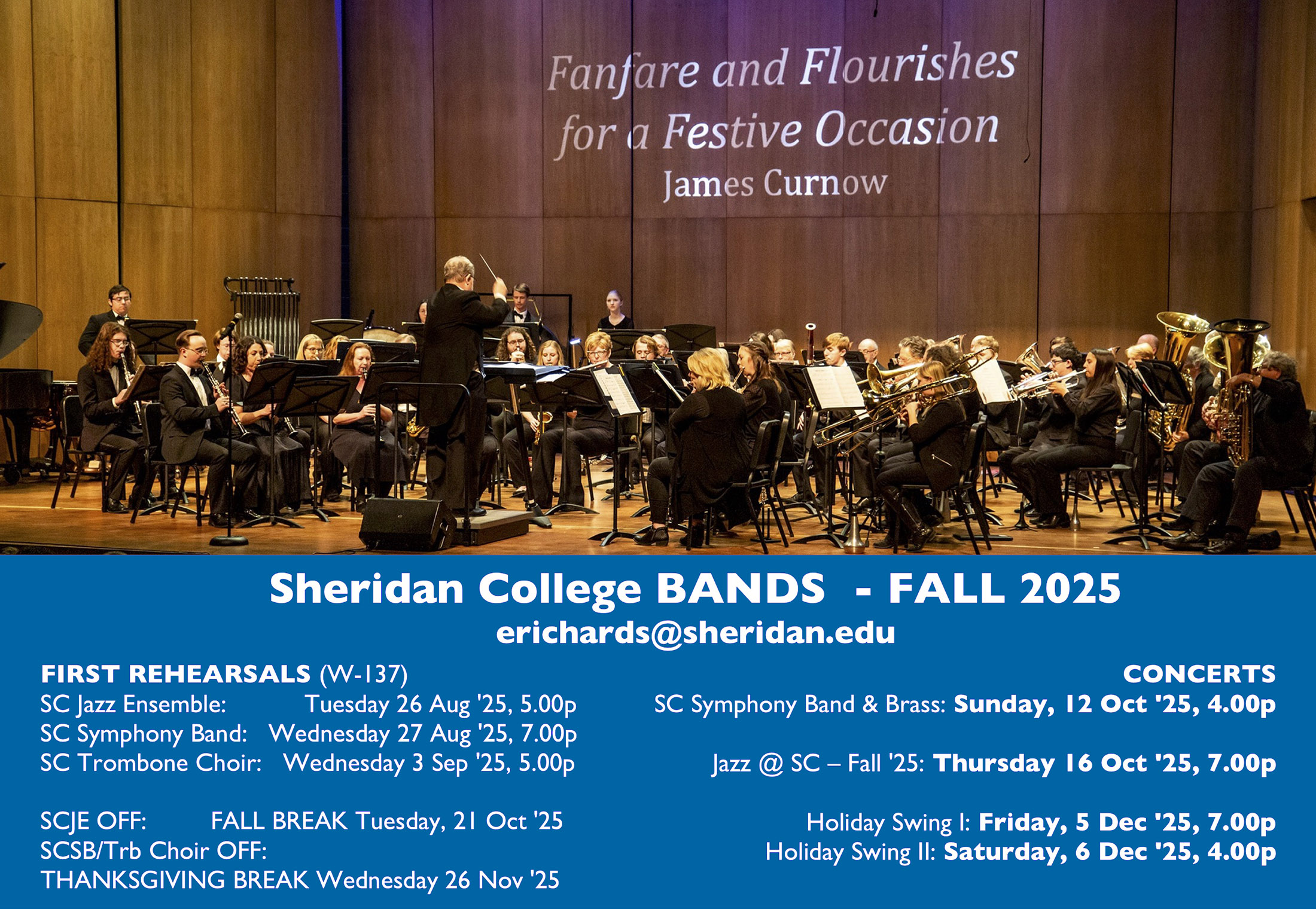 Sheridan College bands rehearsal schedule
