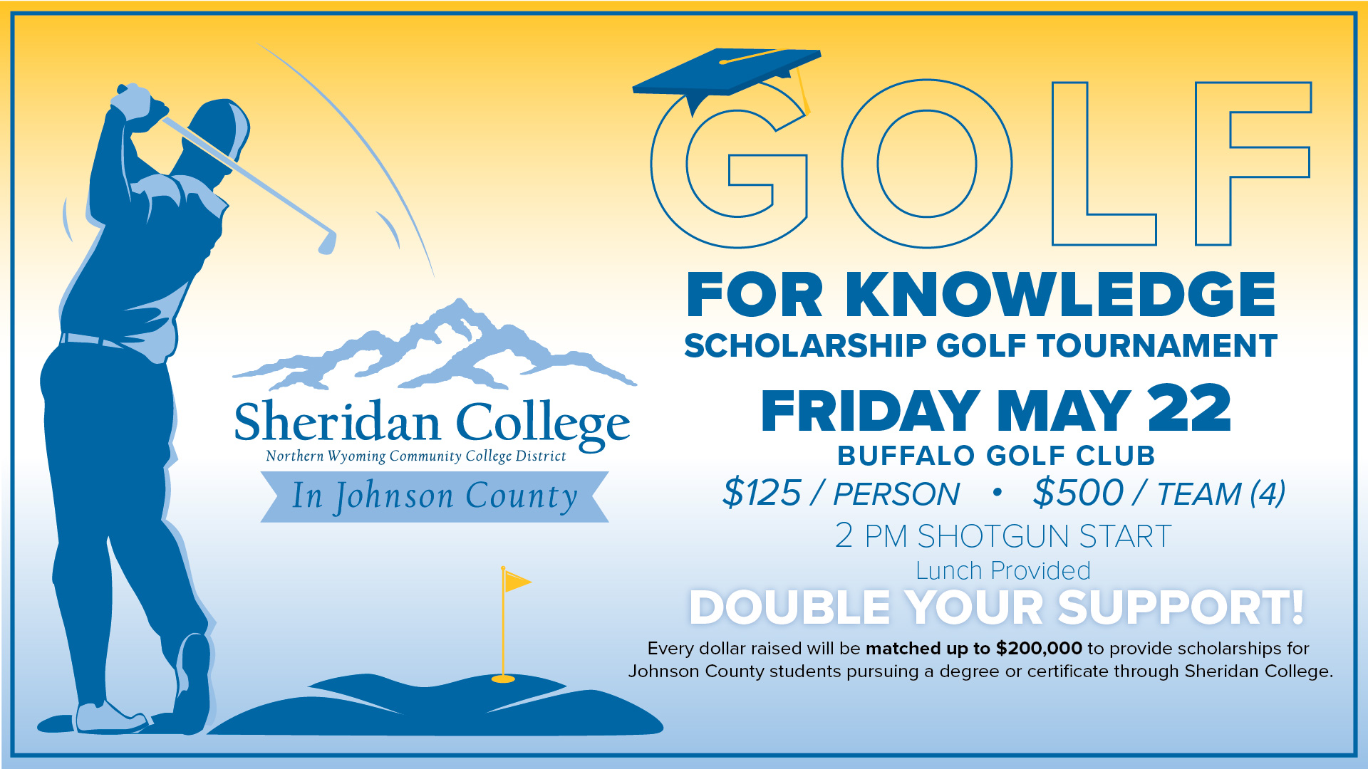 Graphic for Sheridan College in Johnson County's Golf For Knowledge Scholarship Golf Tournament