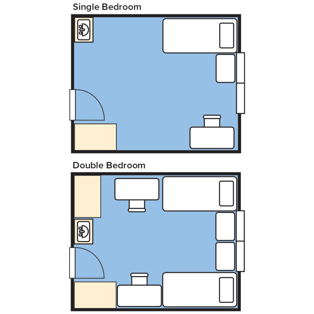Single and Double floor plans at Founders Hall.