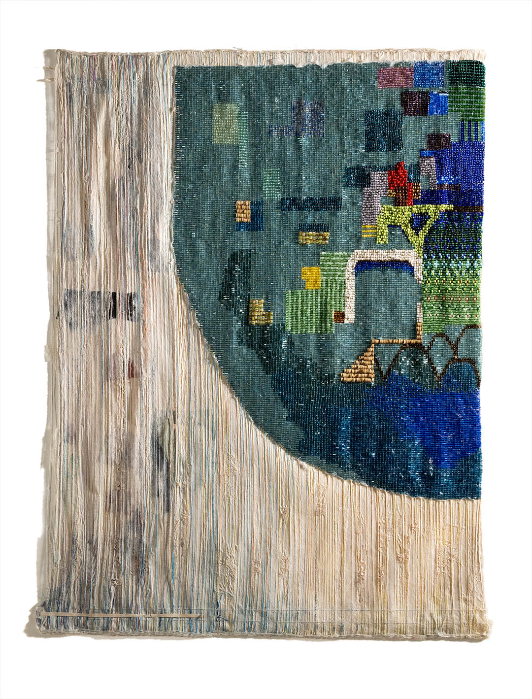 Artwork by Hannah Bennet - fabric with earth tones and rich blues.