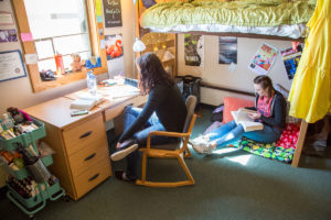 Sheridan College Housing Founders Ashley and Lydia Studying Focused