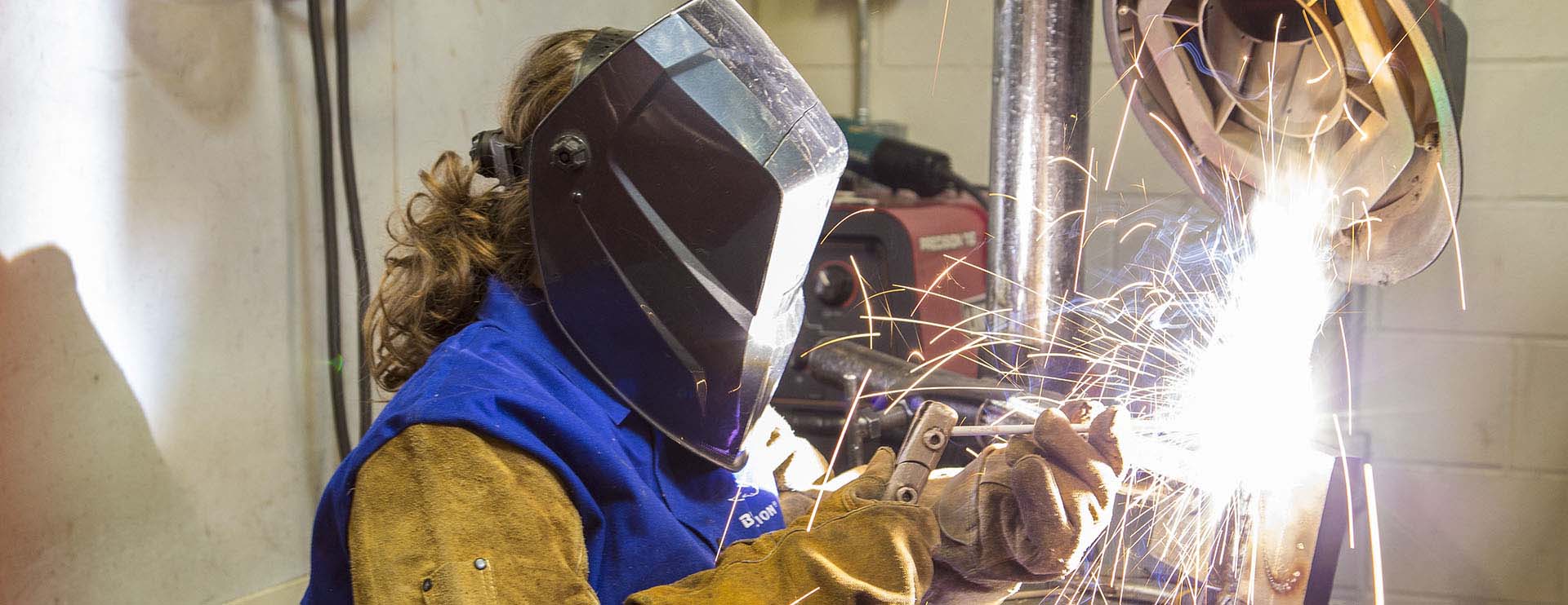 Welding student at Northern Wyoming Community College