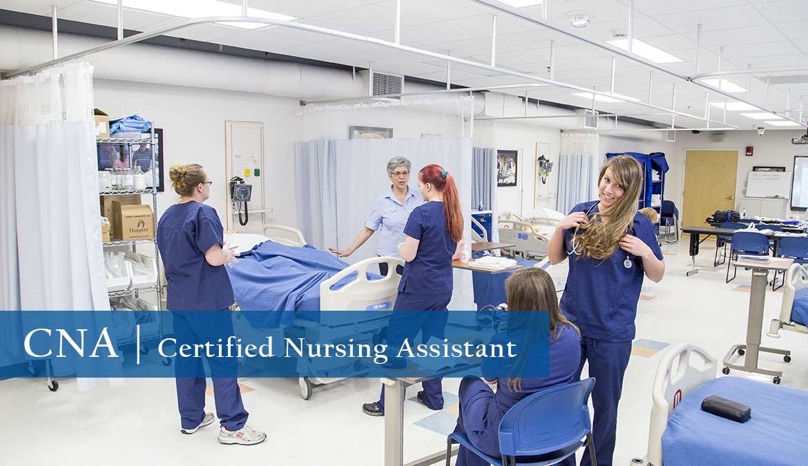 CNA Certified Nursing Assistant students in on-site lab and clinicals class