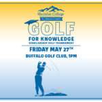 Event banner for Golf For Knowledge with logo and date of May 27 and time of 1pm