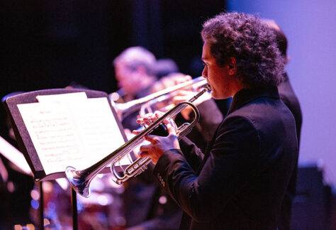 Jazz@SC photo of trumpet player in Sheridan College Jazz ensemble